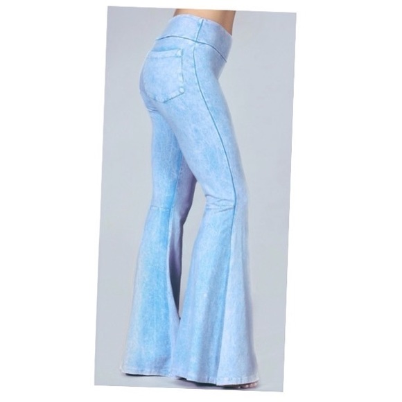 MINERAL WASHED FLARE BELL BOTTOM PANTS - Picture 8 of 9